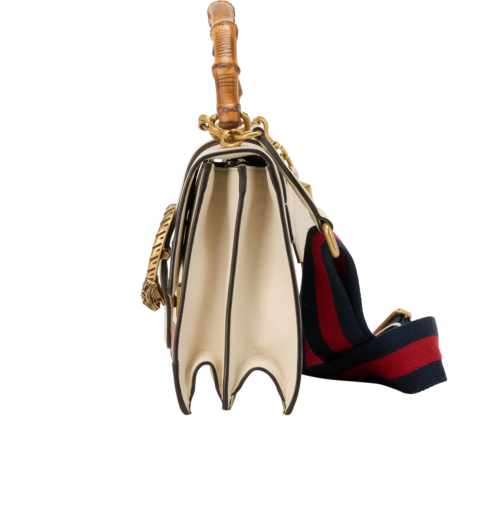 Medium Dionysus Bamboo Top Handle, &pound;850, Handbags, Blue/Red/White, Leather, Bottom view